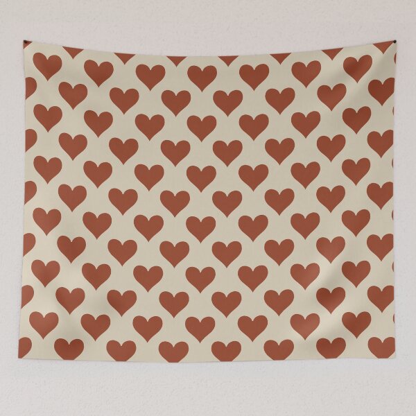 Item preview, Large Rust Red Playing Card Hearts Retro Love Pattern designed and sold by DColourMuse.