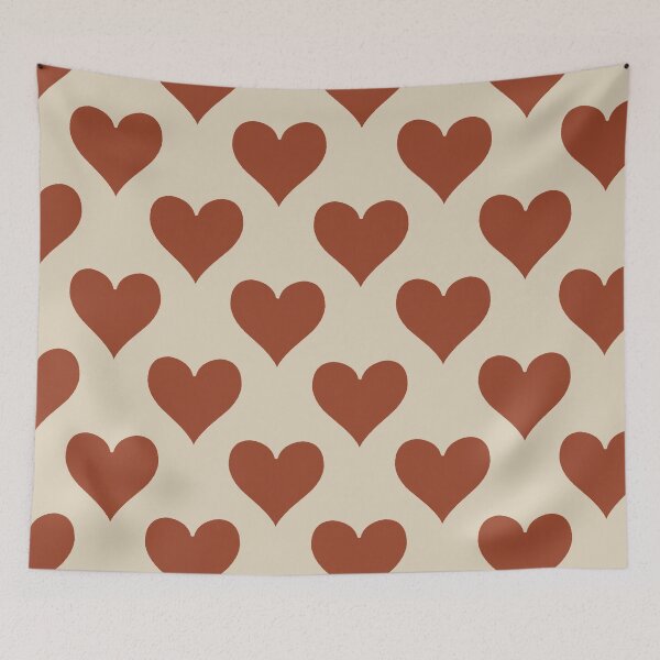 Item preview, XL large Rust Red Playing Card Hearts Retro Love Pattern designed and sold by DColourMuse.