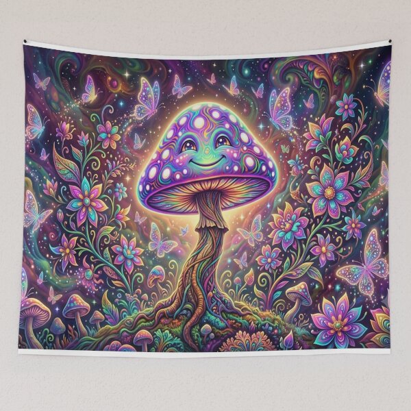 Item preview, Happy Mushroom & Psychedelic Flowers designed and sold by RetroRayz.