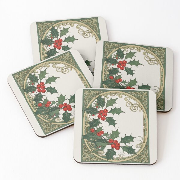 Item preview, Holly-Leaves Red-Colored Drupes Christmas-Holiday designed and sold by taiche.