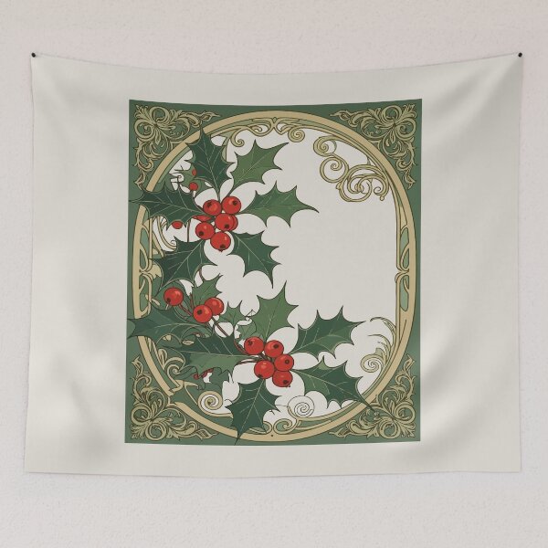 Item preview, Holly-Leaves Red-Colored Drupes Christmas-Holiday designed and sold by taiche.