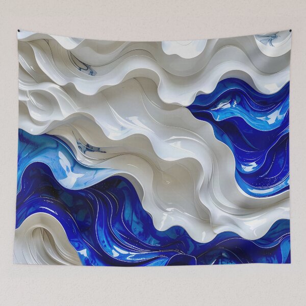 Item preview, Duality of Ivory Ceramic and Cobalt Waves designed and sold by Vicky Brago-Mitchell®.