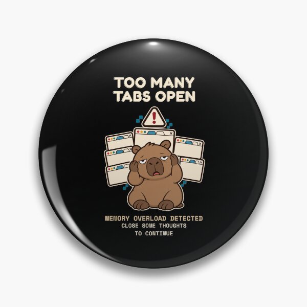 Item preview, Too Many Tabs Open Capybara –  Dark Apparel Memory Overload Tech Humor designed and sold by SimplyDraftShop.