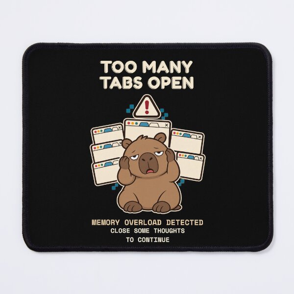 Item preview, Too Many Tabs Open Capybara – Dark Apparel Memory Overload Tech Humor designed and sold by SimplyDraftShop.