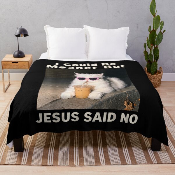 Item preview, I Could Be Meaner But Jesus Said No Cat Iced Coffee Faith designed and sold by WilliaMaler.