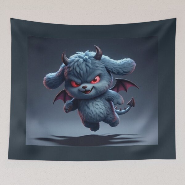 Item preview, Adorable fluffy blue demon dog designed and sold by wonghong.
