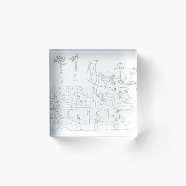 Surfing comic Acrylic Block