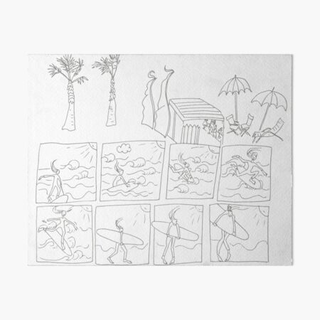 Surfing comic Art Board Print