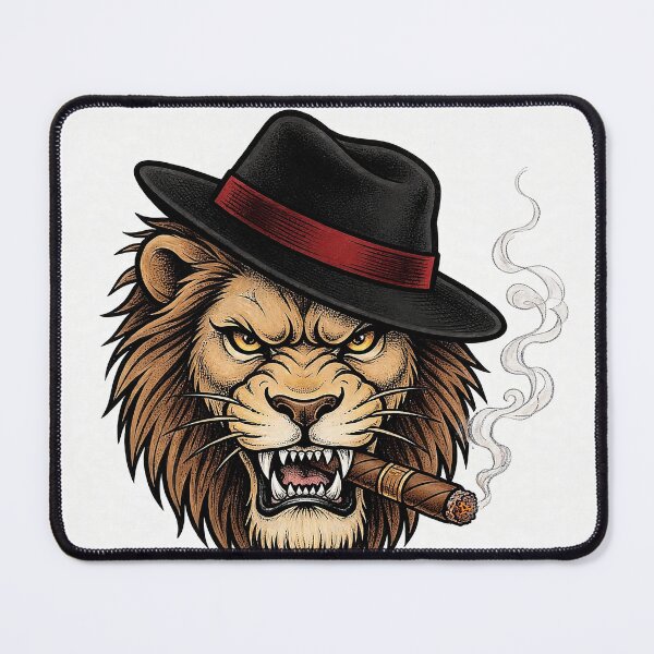 Item preview, Lion Fedora Cigar Tattoo Art designed and sold by Gangster-Design.