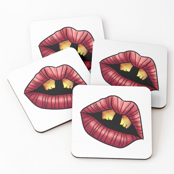 Item preview, Pop Art Open Lips Gold Teeth Stripe Pattern Art designed and sold by baharsipit.
