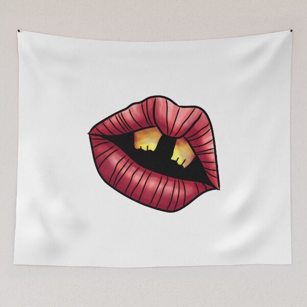 Item preview, Pop Art Open Lips Gold Teeth Stripe Pattern Art designed and sold by baharsipit.