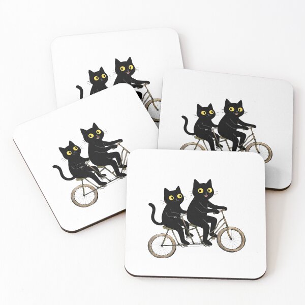 Item preview, Cute Black Cats Riding a Tandem Bicycle Funny Cycling designed and sold by PurrfectHome.