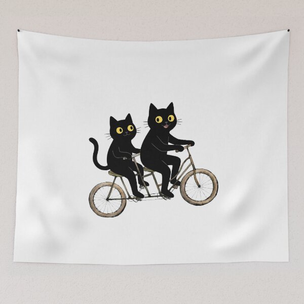 Item preview, Cute Black Cats Riding a Tandem Bicycle Funny Cycling designed and sold by PurrfectHome.
