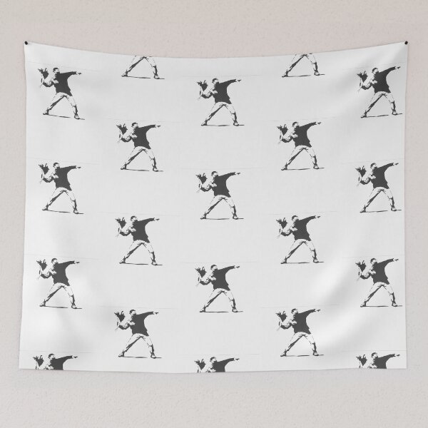 Item preview, Banksy Throwing Flowers Art designed and sold by Sageandzz.