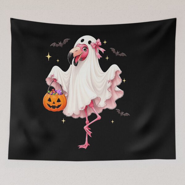 Item preview, Cute Trick Or Treat Ghost Halloween Flamingo designed and sold by jerrimisty889.