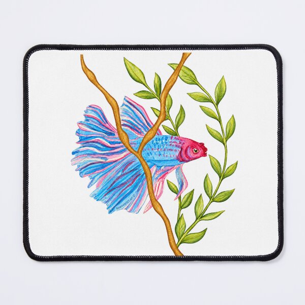 Item preview, Azure Reverie – Blue Betta Fish Watercolour & Kintsugi Nature Art designed and sold by newsuept25.art.