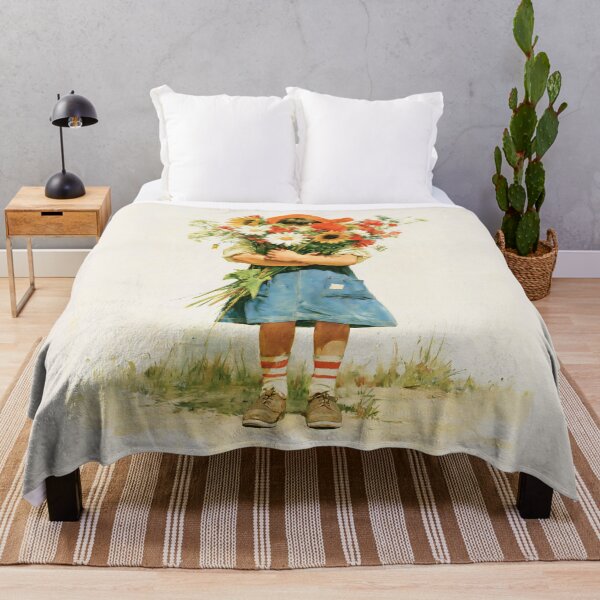 Item preview, Girl Holding a Vibrant Wildflower Bouquet designed and sold by junkydotcom.