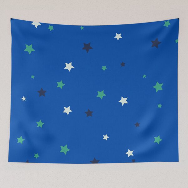 Item preview, Minimal Blue Green Scattered Stars Seamless Pattern designed and sold by ShivCraftStudio.