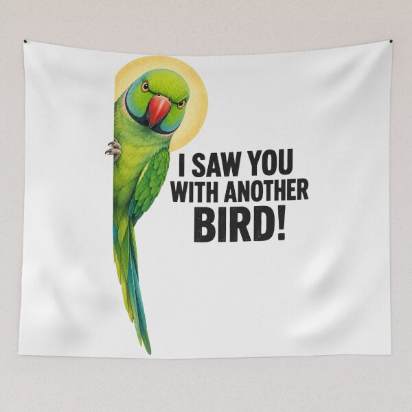 Item preview, Saw You With Another Bird Funny Ringneck Parrot Saw You designed and sold by Yellowriversss.
