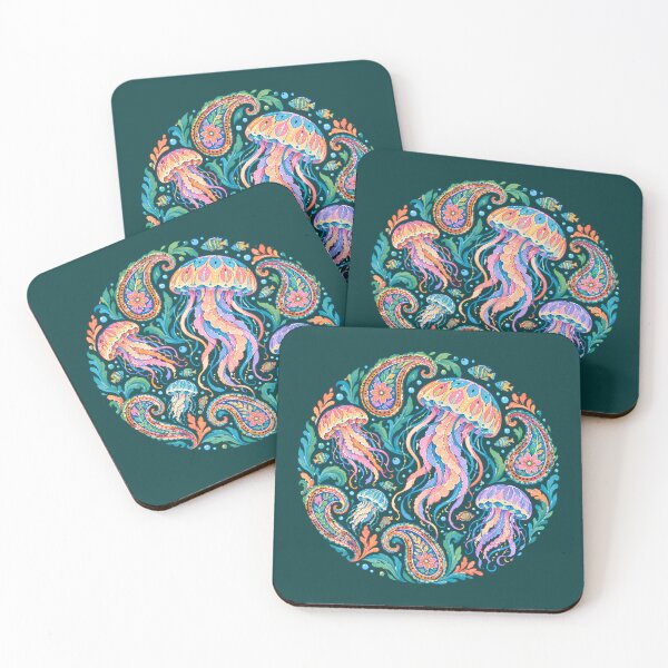 Item preview, Jellyfish Paisley Ocean Mandala Circle designed and sold by Skyrocketz.