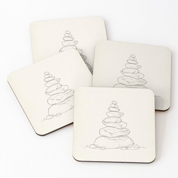 Item preview, Balanced Stone Cairn | Wabi-Sabi Continuous Line Art designed and sold by Zaramodo.