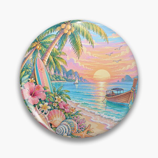 Item preview, Tropical Paradise Beach Sunset Circle Art designed and sold by Skyrocketz.