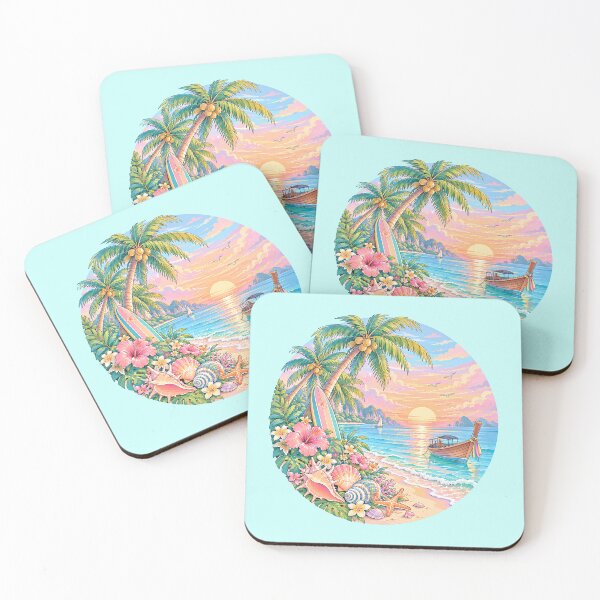 Item preview, Tropical Paradise Beach Sunset Circle Art designed and sold by Skyrocketz.
