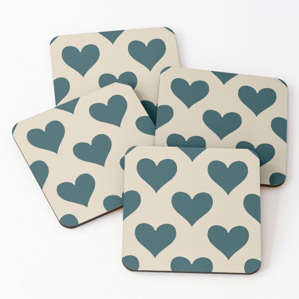 Item preview, XL large Dark Teal Heart Suit Pattern Vintage Card Style designed and sold by DColourMuse.