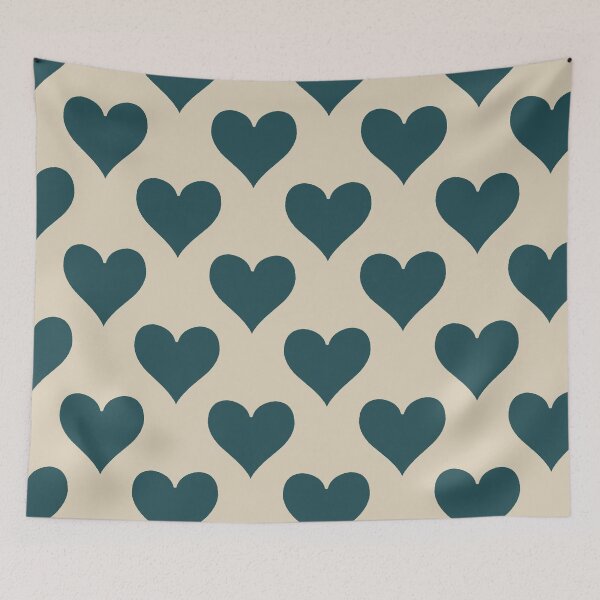 Item preview, XL large Dark Teal Heart Suit Pattern Vintage Card Style designed and sold by DColourMuse.