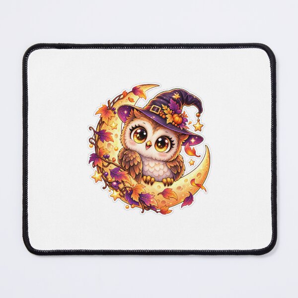 Item preview, Cute Witch Owl on Crescent Moon – Kawaii Autumn Halloween Owl designed and sold by Lucky.Z.