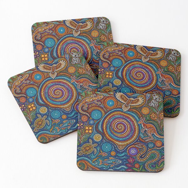 Item preview, Aboriginal Inspired Dot Art - Gyre of Australian Flora and Fauna designed and sold by GrinGalore.