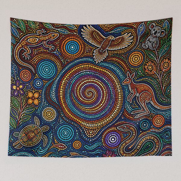Item preview, Aboriginal Inspired Dot Art - Gyre of Australian Flora and Fauna designed and sold by GrinGalore.