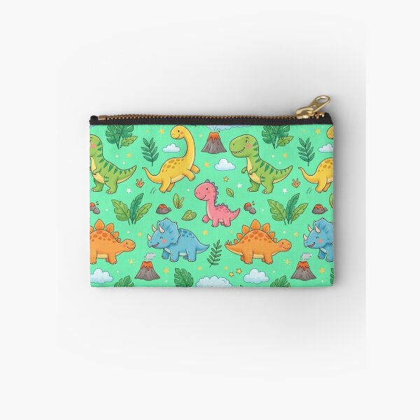 Item preview, Cute Baby Dinosaurs Volcanoes Mint Green Seamless Pattern designed and sold by ShivCraftStudio.