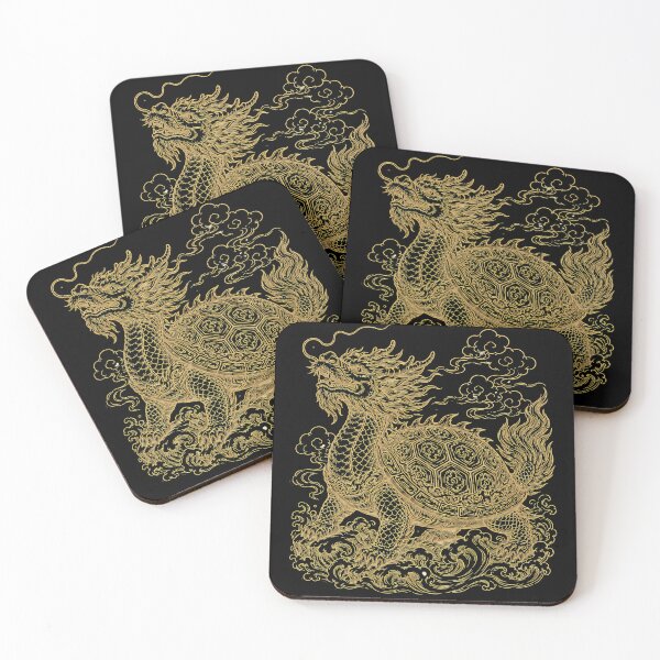 Item preview, Golden Dragon Turtle Auspicious Chinese Feng Shui designed and sold by Soluna Studio.