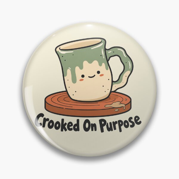 Item preview, Crooked On Purpose – Funny Pottery Lopsided Handmade Mug Ceramics Illustration designed and sold by Fanverse Merchandise.