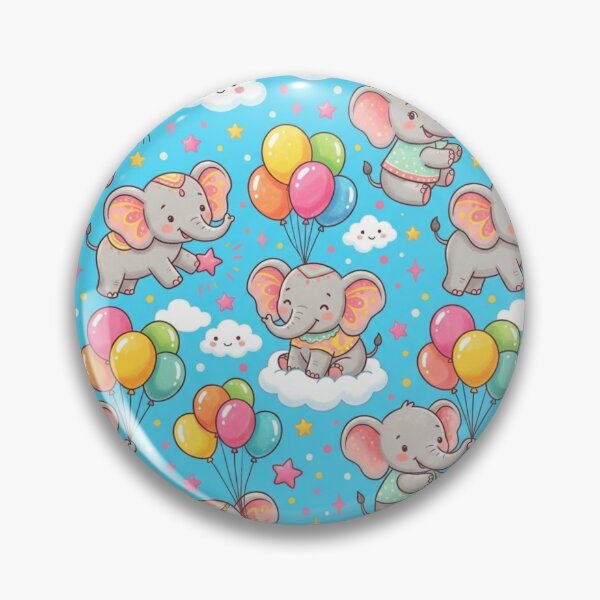 Item preview, Cute Baby Elephants Balloons Sky Blue Pattern designed and sold by ShivCraftStudio.