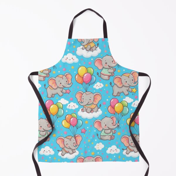 Item preview, Cute Baby Elephants Balloons Sky Blue Pattern designed and sold by ShivCraftStudio.