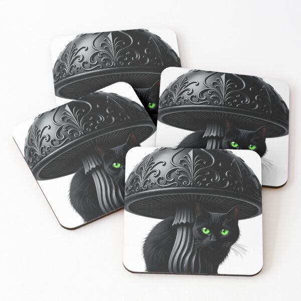 Item preview, Gothic Black Cat Obsidian Carved Toadstool designed and sold by IllumeInk.