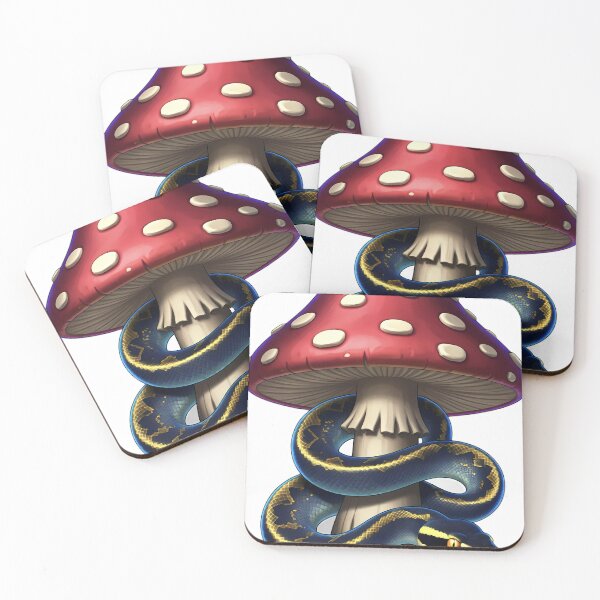 Item preview, Gothic Ball Python Coiled Amanita Toadstool designed and sold by IllumeInk.