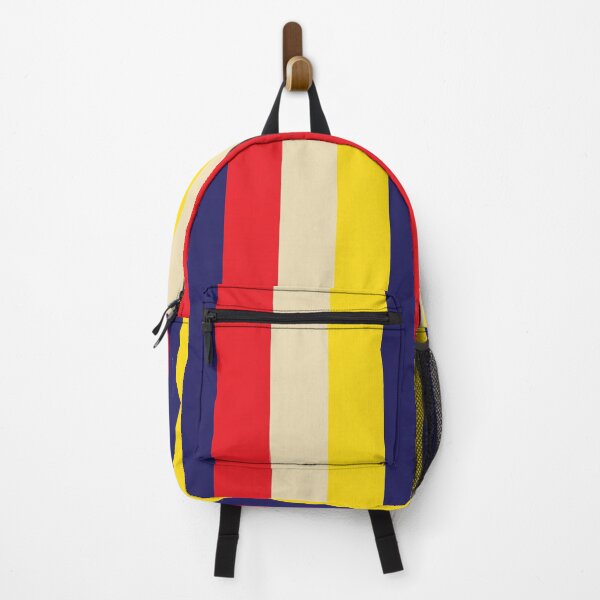 Item preview, Blue red yellow cream thick vertical striped pattern designed and sold by fluffyfamcraft.