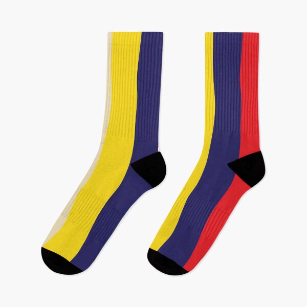Item preview, Blue red yellow cream thick vertical striped pattern designed and sold by fluffyfamcraft.