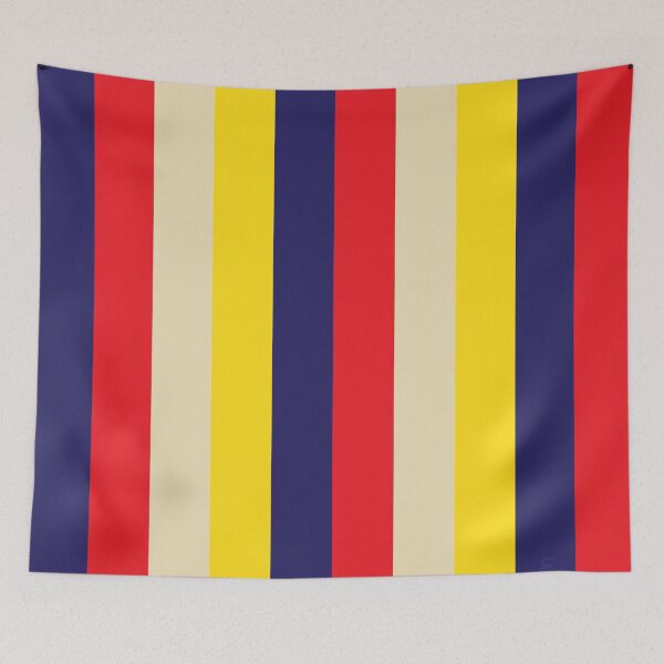 Item preview, Blue red yellow cream thick vertical striped pattern designed and sold by fluffyfamcraft.
