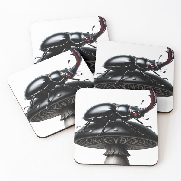 Item preview, Gothic Stag Beetle Obsidian Toadstool designed and sold by IllumeInk.