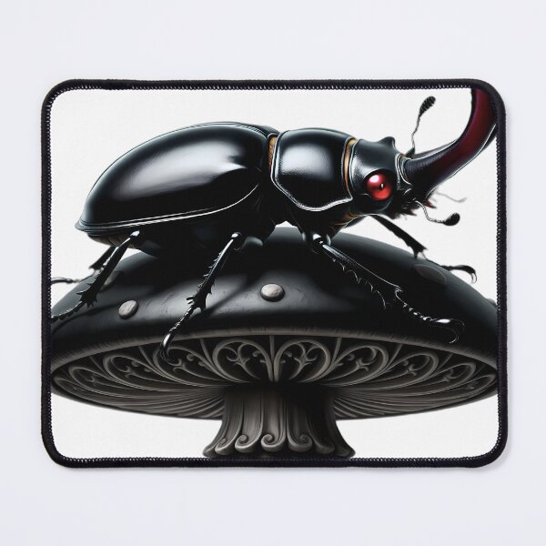 Item preview, Gothic Stag Beetle Obsidian Toadstool designed and sold by IllumeInk.