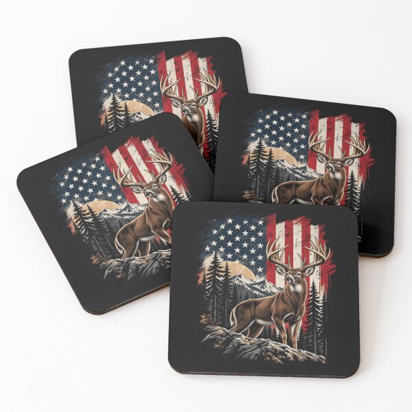 Item preview, American Flag Deer Hunter Outdoorsman Big Buck designed and sold by drawwiika+44.
