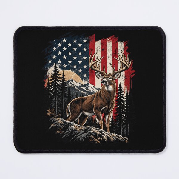 Item preview, American Flag Deer Hunter Outdoorsman Big Buck designed and sold by drawwiika+44.