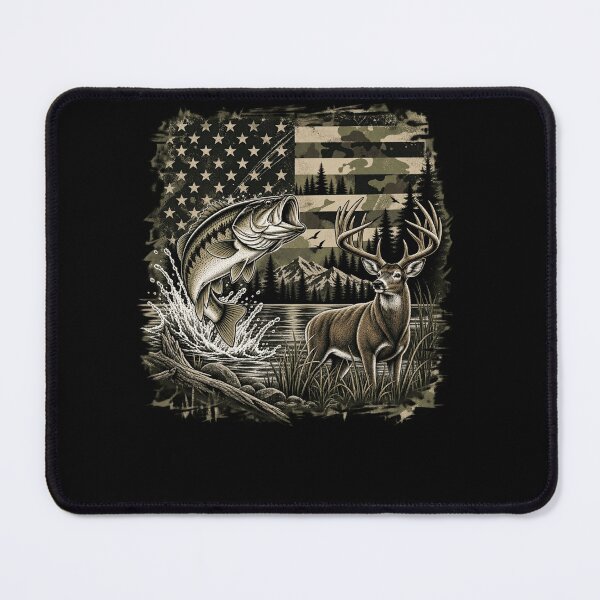 Item preview, American Flag Deer Hunting Bass Fishing Outdoor Patriot designed and sold by drawwiika+44.