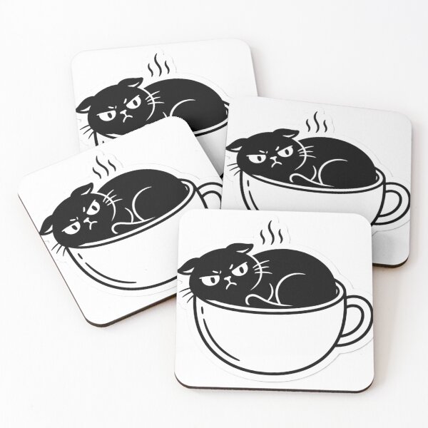 Item preview, Angry Black Cat in Coffee Cup | Grumpy Coffee Lover Cat designed and sold by SnapStickerHub.