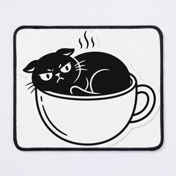 Item preview, Angry Black Cat in Coffee Cup | Grumpy Coffee Lover Cat designed and sold by SnapStickerHub.
