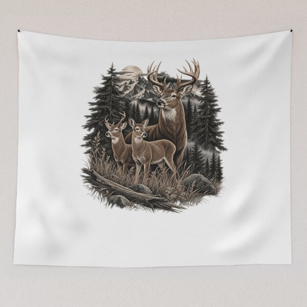 Item preview,  Deer Family Forest Hunter Outdoorsman designed and sold by drawwiika+44.
